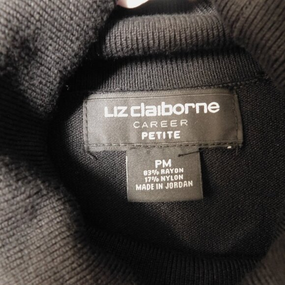 LIZ CLAIBORNE Career Black Multicolor Color Block Soft Turtleneck Sweater PM - Picture 6 of 7